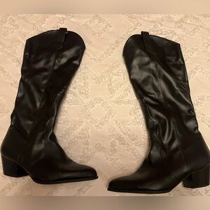 Sleek Black cowboy Boots for Women never worn